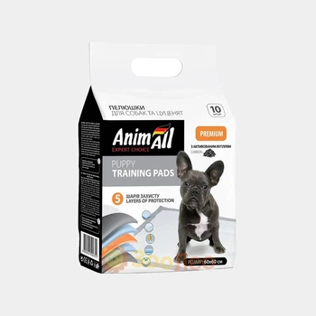 Пелюшки AnimAll для собак та цуценят, з активованим вугіллям, 60х60 см, 10 шт