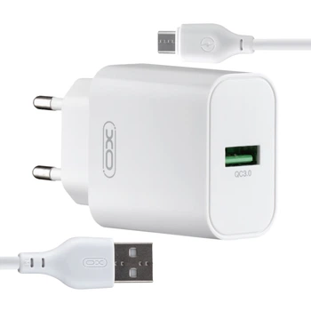 СЗУ XO L103 (EU) QC3.0 18W Charger with Micro cable (NB103) White