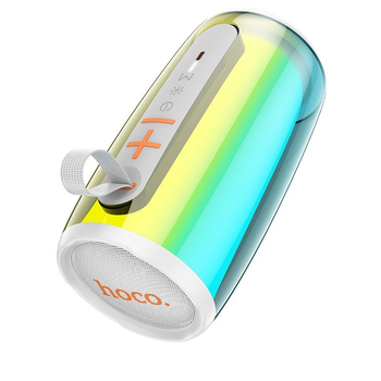 Беспроводная Портативная Bluetooth Колонка Hoco HC18 Jumper с RGB Свечением|BT5.1, FM, AUX, USB, TF, 10W|White