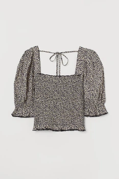 Блуза H&M XXL черно белый цветы 1909877274