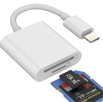 Переходник для Apple Lightning на SD TF Card Reader для чтения карт памяти для iPhone iPad White