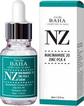 Сыворотка для лица Cos De BAHA Niacinamide 20% Zinc 4% Serum с Ниацинамидом и Цинком 30 мл (8809240318409)