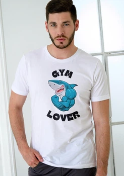 Футболка мужская трикотажная базовая однотонная с прикольным принтом Gym Lover L белая