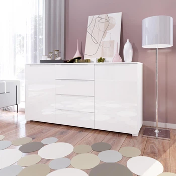 Комод Blonski Hill K01 800х1554х400 мм Німфея альба/Білий сніг глянець
