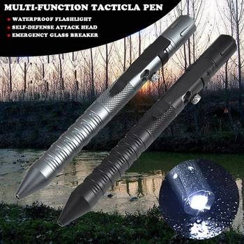 Тактическая ручка 3 в 1 ELESESAFE для самообороны с фонариком Черный (62455)