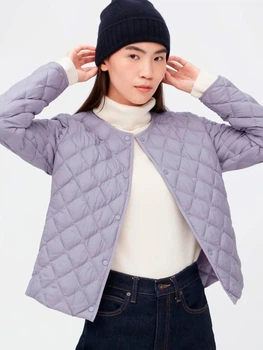 Куртка демисезонная короткая женская Uniqlo 527540706 XS Сиреневая (1159789339)