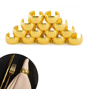 Набор колец для салфеток REMY-DECOR из 14 штук золотых Ляруш для свадеб и банкетов