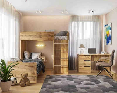 Детская спальня Віорина Деко BED-Room 3 ДСП/ПВХ Тахо (кровать-комната/односпальная кровать/письменный стол)