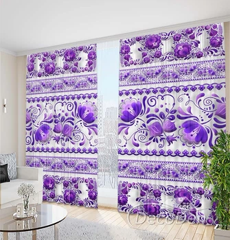 Фото Штори PHOTODECOR "Петриківський розпис. Фіолетовий"