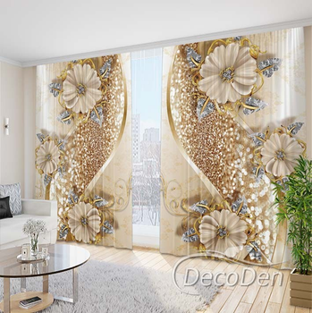 Фото Штори PHOTODECOR "Квіти зі стразами та блискітками"