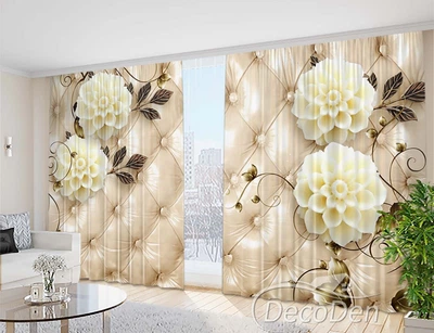 Фото Шторы PHOTODECOR "3D Цветы с листочками"