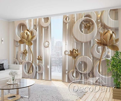 Фото Шторы PHOTODECOR "3D Цветы и круги"