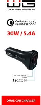 Ładowarka samochodowa Winner Group Quick Charge USB 30W 5.4A Czarny (8591194057441)