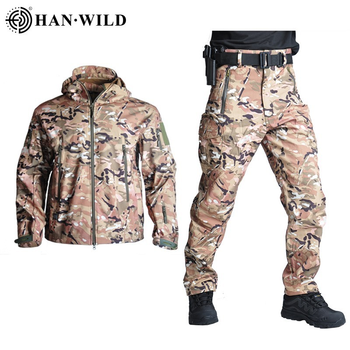 Тактический военный зимний коcтюм HAN WILD Soft Shell Multicam Куртка флисовая и флисовые штаны софтшелл XL Мультикам HWM0026800099-2