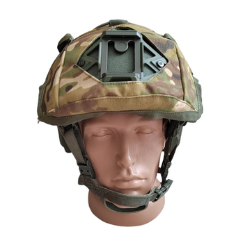 Кавер-чехол на тактический шлем FAST ТОР-Д cover-fast-ua-zsu с подсумком для АКБ камуфляж