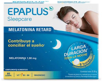 Дієтична добавка Epaplus Melatonina Retard Tryptophan Free 60 таблеток (8430442009255)
