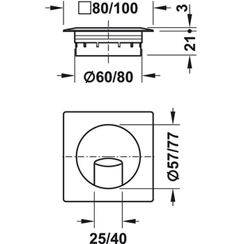 Кабельная заглушка для проводов Hafele пластик бежевый 80*80 мм D60 мм  