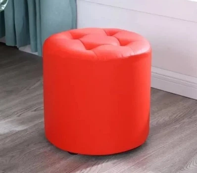 Пуф круглий м'який з велюру 40*40*43 см, червоний, круглий велюровий пуф з м'яким сидінням червоного кольору
