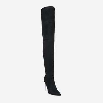 Muszkieterki damskie zamszowe na szpilce za kolano Steve Madden Dominique Boot SM11000128-001 38 23.8 cm Czarne (8719484526259)