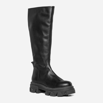 Kozaki damskie skórzane na grubej podeszwie do kolana na zamek Steve Madden Mana Boot SM11002143-017 38 23.8 cm Czarne (8720236792860)