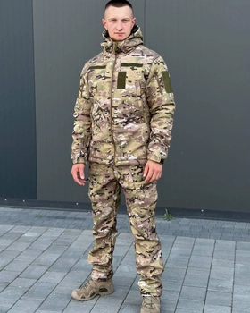 Военная тактическая форма софтшелл (Soft Shell) мультикам, демисезонная теплая форма костюм Мультикам Softshell демисезонная военная форма Multicam M