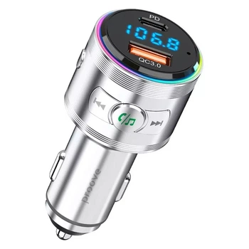 Автомобільний FM-трансмітер модулятор Proove FM Launcher Maxi Wave 30W (PD+QC3.0) Type-C+USB | Silver