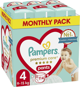 Підгузки-трусики Pampers Premium Care Pants Розмір 4 (9-15 кг) 114 шт (8006540490938)