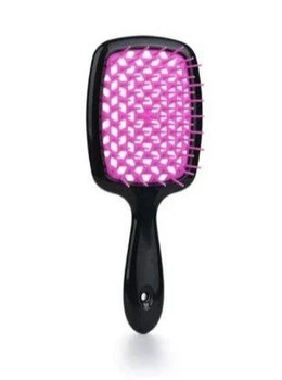 Расчёска для наращенных волос, продувная Superbrush. Чёрная/фиолетовый