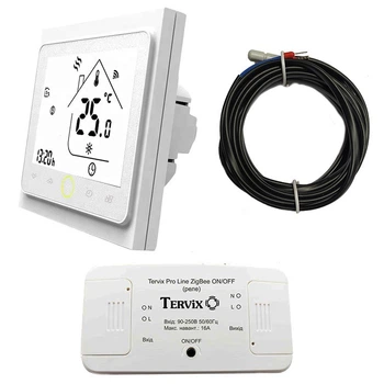 Комплект беспроводного управления отоплением ZigBee: термостат встраиваемый + реле On/Off (220В)