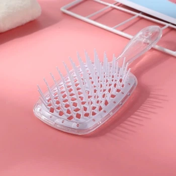 Расчёска для наращенных волос, продувная Superbrush. Прозрачная/белая