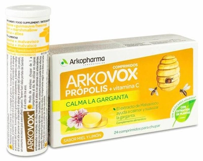 Suplement diety Arkopharma Arkovox Propolis + Vitamin C 24 tabletek (3578830114428)