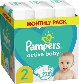 Pieluchy Pampers Active Baby Rozmiar 2 (4-8 kg) 228 szt (8006540181102)
