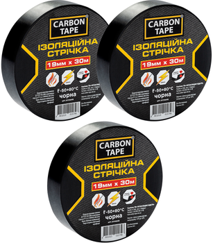 Изолента автомобильная Carbon Tape Черная 19 мм х 30 м х 3 шт (ETP1930B)