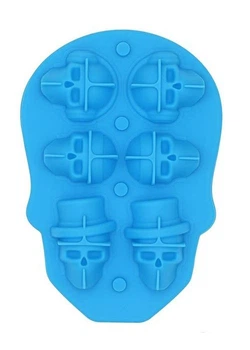 Силіконова форма для льоду 3D skull ice Bridi blue 6 черепів