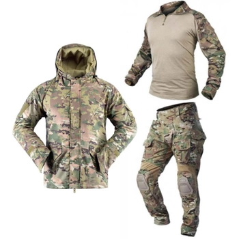 Тактичний військовий костюм HAN WILD G3 Multicam Куртка флісова Soft Shell Убакс та Штани із захистом колін XL Multicam HWM0026800-2