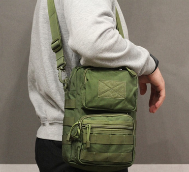 Тактична сумка через плече Tactic міська сумка наплічна Олива (9060-olive)