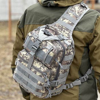 Однолямочный тактический рюкзак Tactic городской военные рюкзак 15 л Пиксель (ta15-pixel)