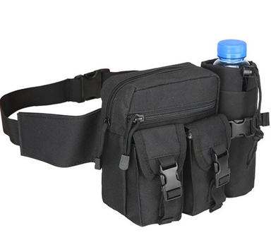 Тактическая сумка на пояс городская Tactical подсумок с карманом под бутылку Черный (1026-black)