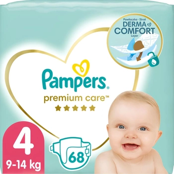 Підгузки Pampers Premium Care Розмір 4 (9-14 кг) 68 шт (8001841104959)