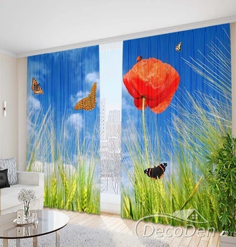 Фото Штори PHOTODECOR "Метелики та пшениця з маком" 1 кв.м