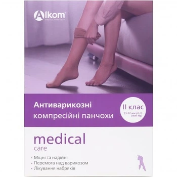 Чулки антиварикозные Medical Care, класс компрессии II Алком 00202 открытый мысок р.2 (35-40) Бежевый