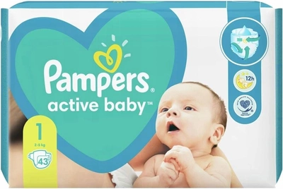 Pieluchy Pampers Active Baby Rozmiar 1 (2-5 kg) 43 szt (8006540180853)