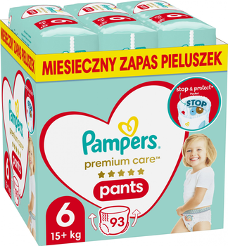 Pieluchomajtki Pampers Premium Care Pants Rozmiar 6 (15+ kg) 93 szt (8006540491010)
