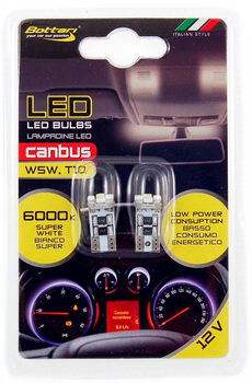 Автомобільна лампа Bottari LED T10W 4 SMD 12 В 5 Вт з підтримкою Canbus 2 шт (B17874)