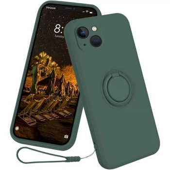 Силиконовый (TPU) чехол с кольцом Deexe Color Shell для iPhone 15 - Dark Green