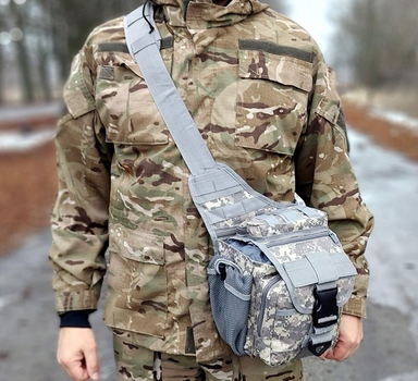 Універсальна тактична сумка через плече Tactic однолямкова військова сумка Піксель (863-pixel)