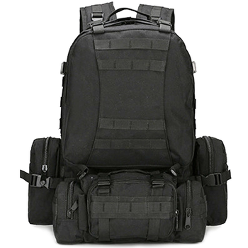 Тактичний рюкзак штурмовий з підсумками Tactic військовий рюкзак 55 літрів Чорний (1004-black)