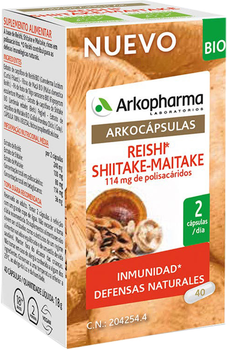 Suplement diety Arkopharma Reishi Shiitake Maitake Bio 40 kapsułek (3578835710502)