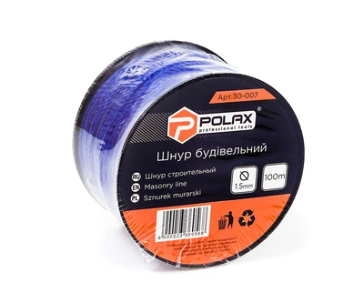 Шнур каменщика Polax для строительных работ 1,5 мм х 100 м, синий (30-007)