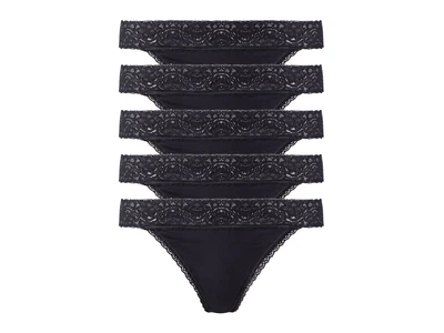 Трусики-стринги набор 5 шт. хлопковые кружевные для женщины Esmara LYCRA® 381943 L Черный